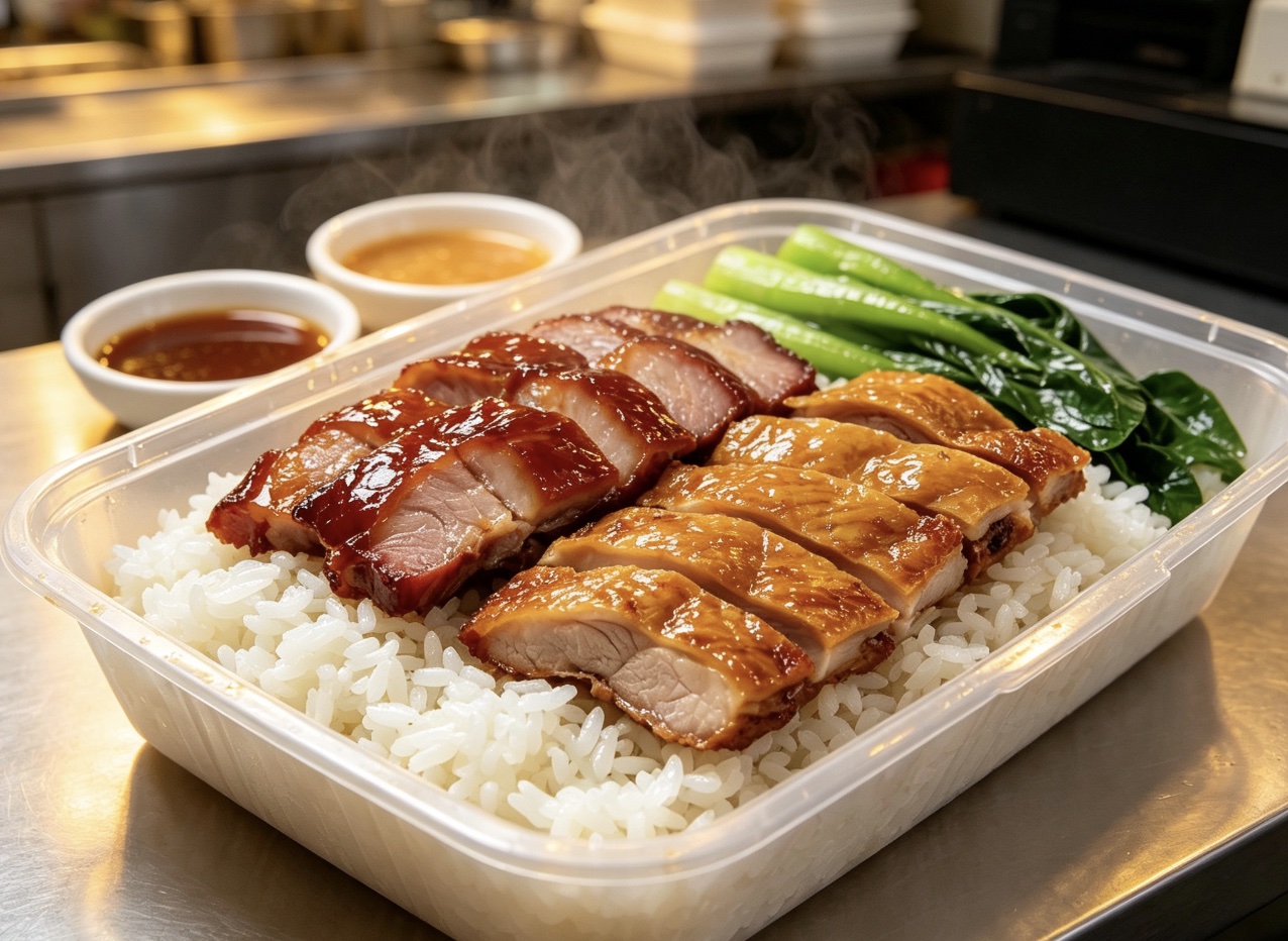 叉燒燒肉雙拼飯真實照片